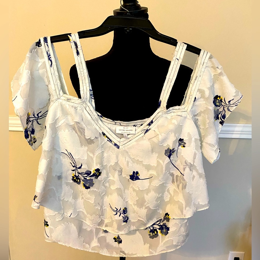 Lucky Brand Floral Flutter Top - Size Small